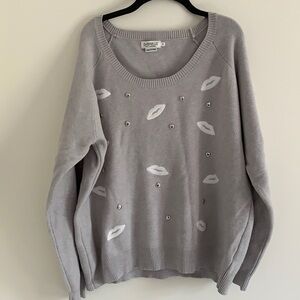 3/$15 - Gabrielle embroidered  lips sweater